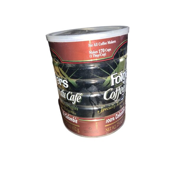 Folgers Mountain Grown Tin Metal Coffee Can w/ Lid COFFEE HOUSE- empty - Picture 3 of 15